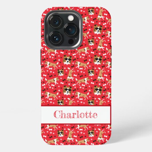 Shelties Shetland Sheepdog Pattern Red iPhone Hülle (Hinten)