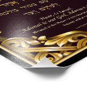 Shema Hear O Israel Hebrew English Gold Letters Fotodruck (Ecke)
