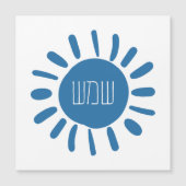 Shemesh - Blue Sun auf Hebräisch Magnetkarte (Vorderseite)