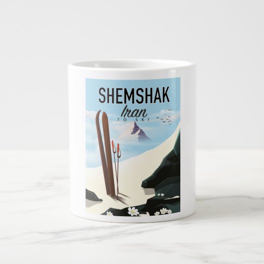 Shemshak Iran Ski-Plakat. Jumbo-Tasse (Vorderseite)