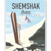 Shemshak Iran Ski Poster. Aufkleber (Vorderseite)