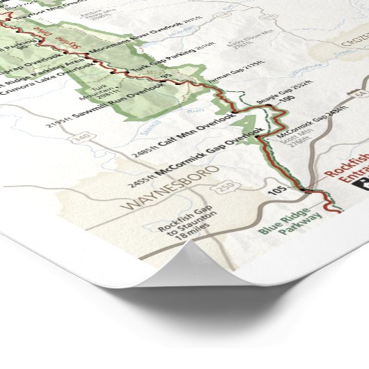 Shenandoah-Kartenposter Poster (Ecke)