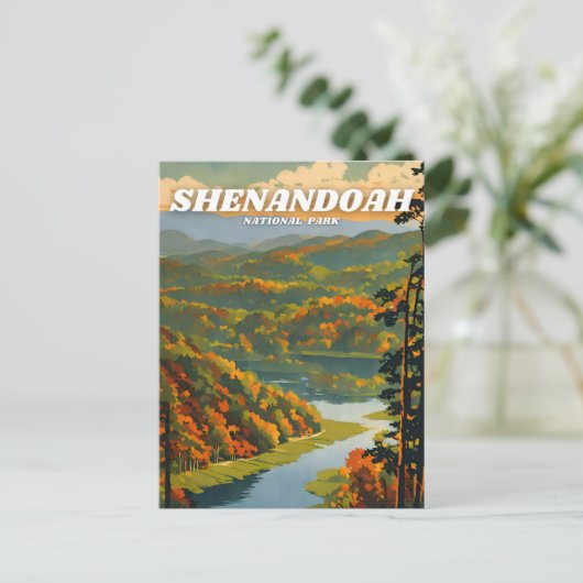 Shenandoah National Park Illustration Retro Classi Postkarte (Stehend Vorderseite)
