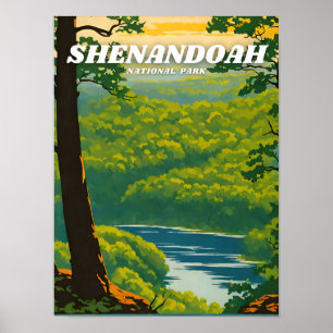 Shenandoah National Park Illustration Retro Decora Poster