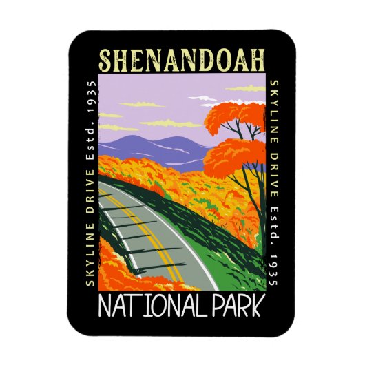 Shenandoah National Park Skyline Drive Distressed Magnet (Vertikal)