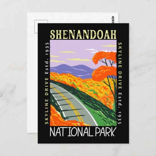Shenandoah National Park Skyline Drive Distressed Postkarte (Vorne/Hinten)