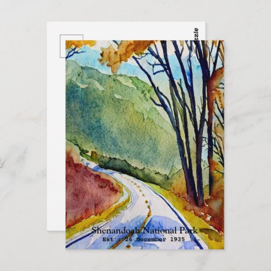 Shenandoah National Park Skyline fahren Wasserfarb Postkarte (Vorne/Hinten)