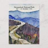 Shenandoah National Park Skyline fahren Wasserfarb Postkarte (Vorderseite)