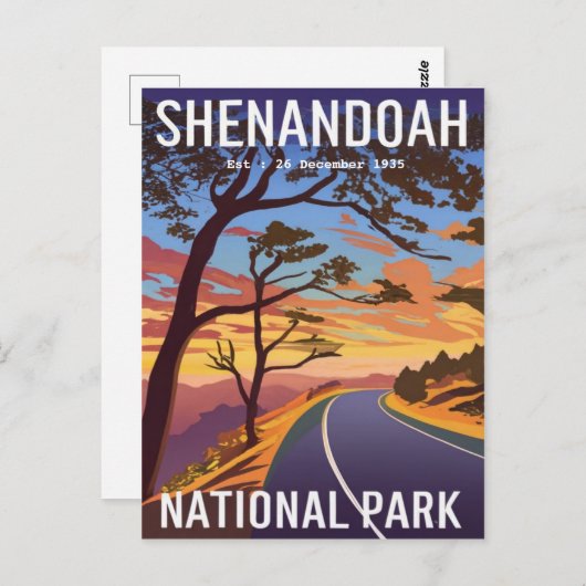 Shenandoah National Park Skyline fahren Wasserfarb Postkarte (Vorne/Hinten)