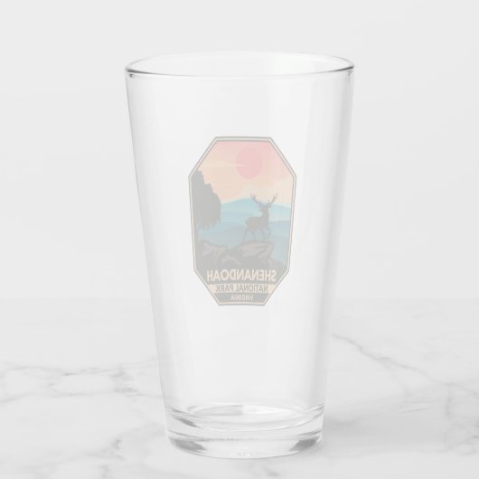 Shenandoah Nationalpark Hirsch Minimal Retro Emble Glas (Rückseite)