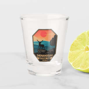 Shenandoah Nationalpark Hirsch Minimal Retro Emble Schnapsglas