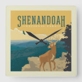 Shenandoah-Nationalpark | Hirsch Quadratische Wanduhr (Vorderseite)