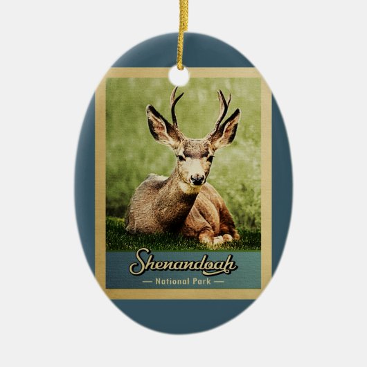 Shenandoah Nationalpark Hirsch Vintag Keramik Ornament (Vorne)