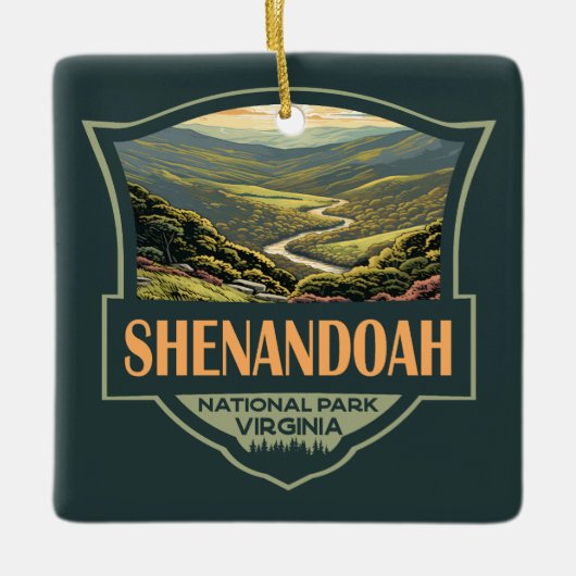 Shenandoah Nationalpark Illustration Reisen Retro Keramikornament (Vorderseite)