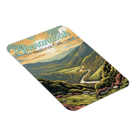 Shenandoah Nationalpark Illustration Reisen Retro Magnet (Rechte Seite)