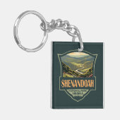 Shenandoah Nationalpark Illustration Reisen Retro Schlüsselanhänger (Vorderseite links)