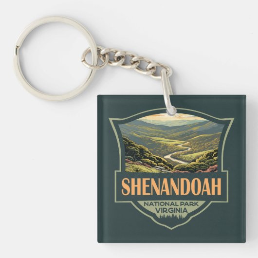 Shenandoah Nationalpark Illustration Reisen Retro Schlüsselanhänger (Vorderseite)
