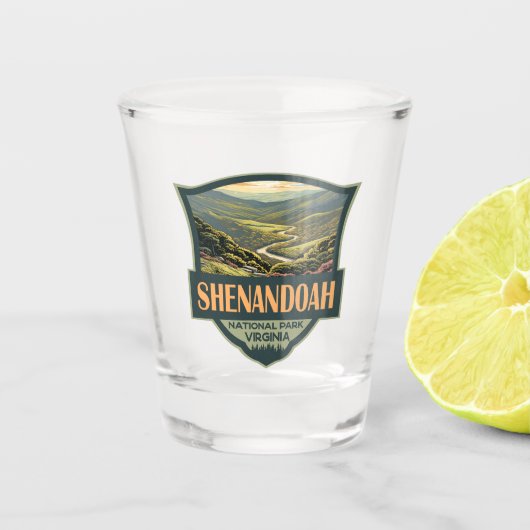 Shenandoah Nationalpark Illustration Reisen Retro Schnapsglas (Vorderseite)