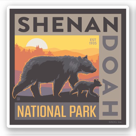 Shenandoah-Nationalpark | Mama Bear & Cubs Aufkleber (Vorderseite)