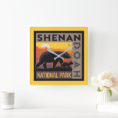 Shenandoah-Nationalpark | Mama Bear & Cubs Quadratische Wanduhr (Zuhause)