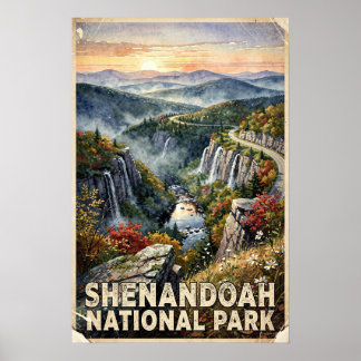 Shenandoah Nationalpark Reisen im Vintage-Stil Poster