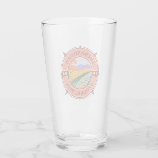 Shenandoah Nationalpark Retro Kompass Emblem Glas (Rückseite)