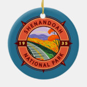 Shenandoah Nationalpark Retro Kompass Emblem Keramik Ornament (Hinten)