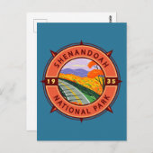 Shenandoah Nationalpark Retro Kompass Emblem Postkarte (Vorne/Hinten)