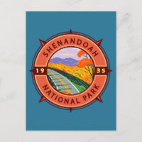 Shenandoah Nationalpark Retro Kompass Emblem