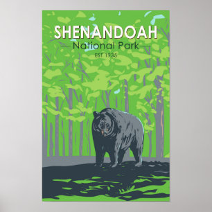 Shenandoah Nationalpark Schwarzer Bär Vintag Poster