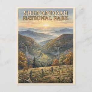 Shenandoah Nationalpark Vintage Reise Postkarte