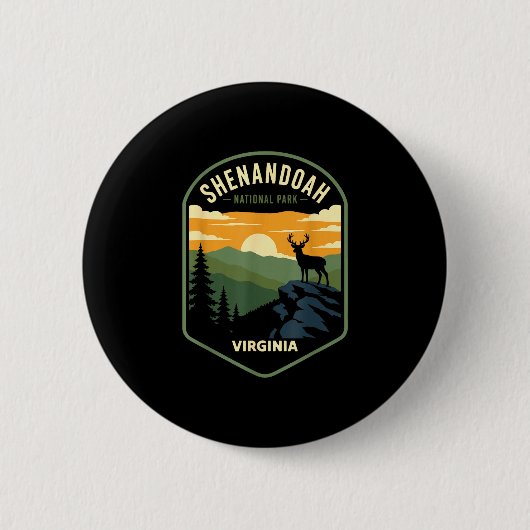 Shenandoah Nationalpark Virginia Vintage-Design Button (Vorderseite)