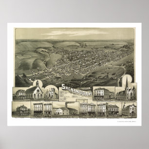 Shenandoah, panoramische Karte PAs - 1889 Poster