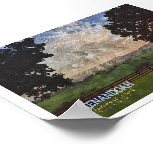 SHENANDOAH WATERCOLOR - VIRGINIA VEREINIGTE STAATE POSTER (Ecke)