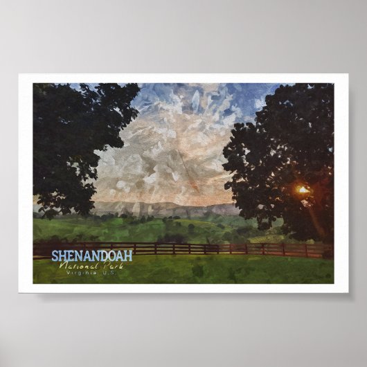 SHENANDOAH WATERCOLOR - VIRGINIA VEREINIGTE STAATE POSTER (Vorne)
