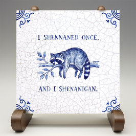 SHENANIGAN Raccoon Fine Delft Blue Dutch Style  Fliese