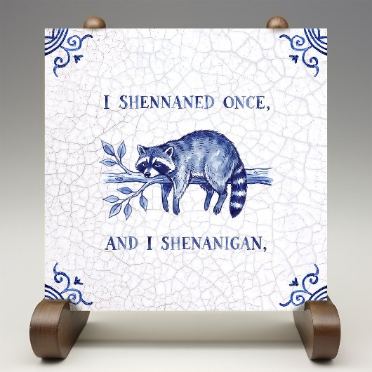 SHENANIGAN Raccoon Fine Delft Blue Dutch Style  Fliese