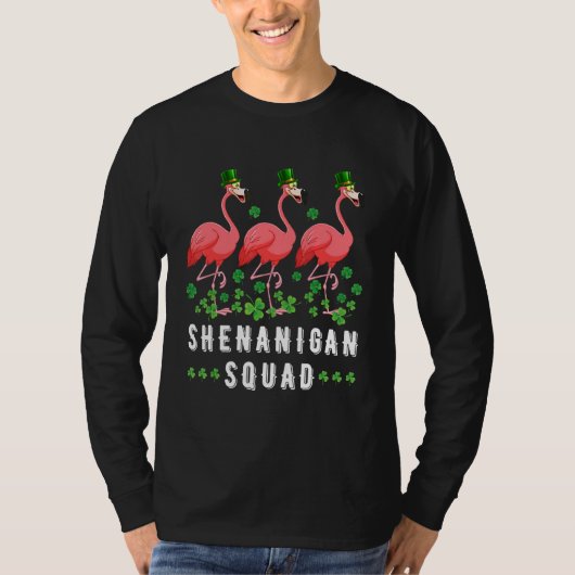 Shenanigan Squad Flamingo Leprechaun Hat St Patric T-Shirt (Vorderseite)