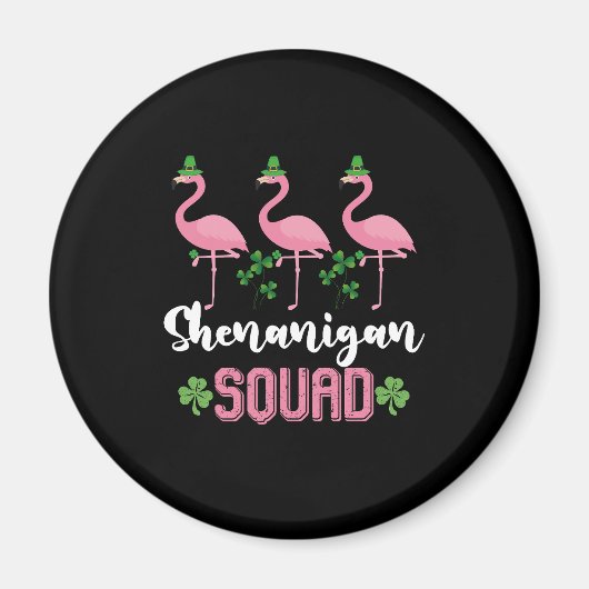 Shenanigan Squad Flamingo Leprechaun St Patrick s Magnet (Vorne)