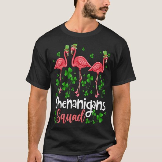 Shenanigan Squad Irish Flamingo Leprechaun St Patr T-Shirt (Vorderseite)