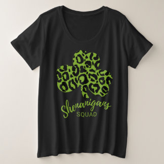 Shenanigan Squad St Patrick's Day Leopard Kleeblat Große Größe T-Shirt