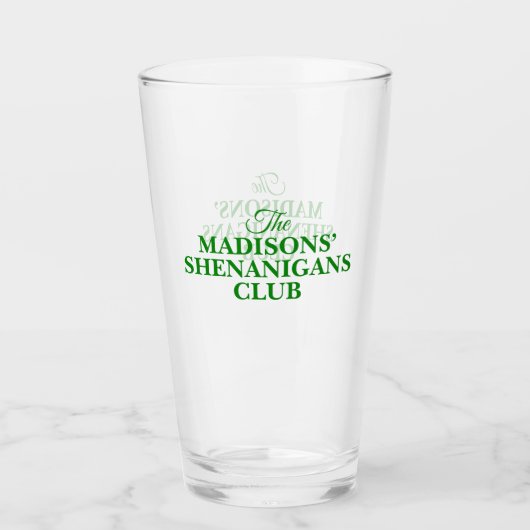 Shenanigan St Patricks Family Name Glas (Vorderseite)