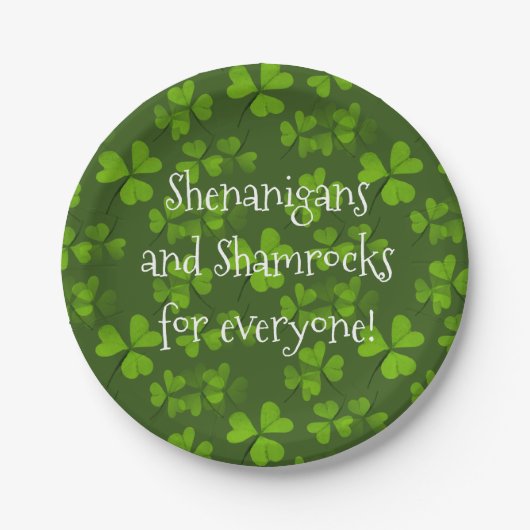 Shenanigans and Kleeblatts Pattern St Patrick's Da Pappteller (Vorderseite)