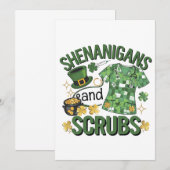 Shenanigans and Scrubs Funny Nursing St Patrick's Einladung (Vorne/Hinten)