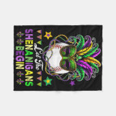 Shenanigans Begin Mardi Gras Baseball Ball Masked Fleecedecke (Vorderseite (Horizontal))