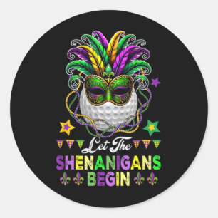Shenanigans Begin Mardi Gras Golf Ball Maskierte P Runder Aufkleber