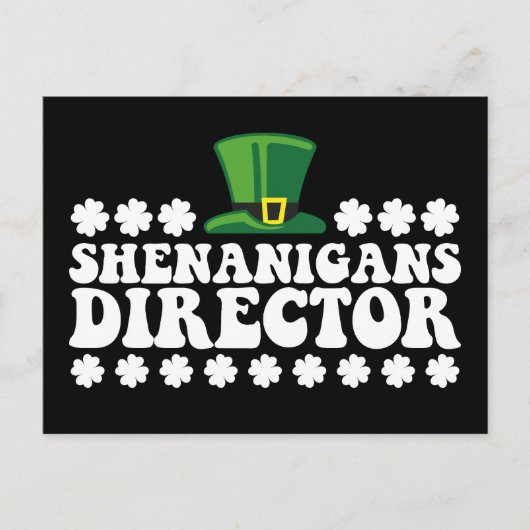 Shenanigans Director Groovy St Patrick's Day Irish Postkarte (Vorderseite)