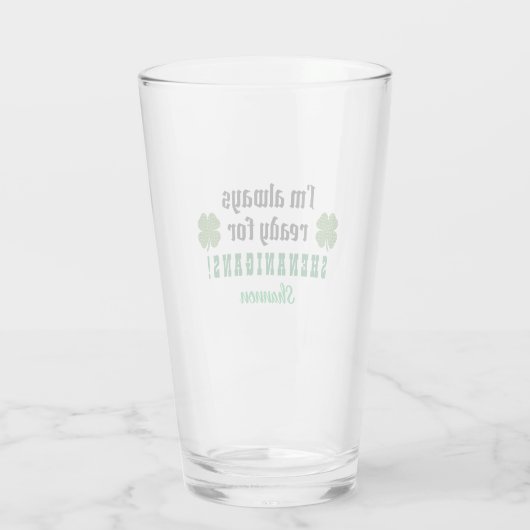 Shenanigans Funny St. Patrick's Day Beer Pint Glas (Rückseite)