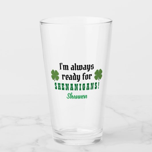 Shenanigans Funny St. Patrick's Day Beer Pint Glas (Vorderseite)