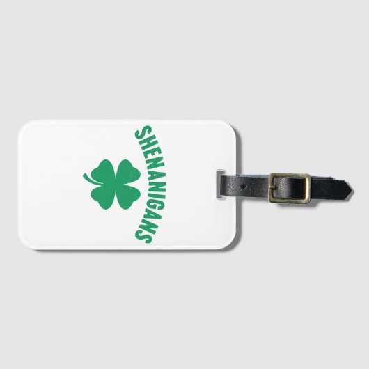 Shenanigans Kleeblatt St. Patrick's Day Retro Gepäckanhänger (Vorderseite (Horizontal))